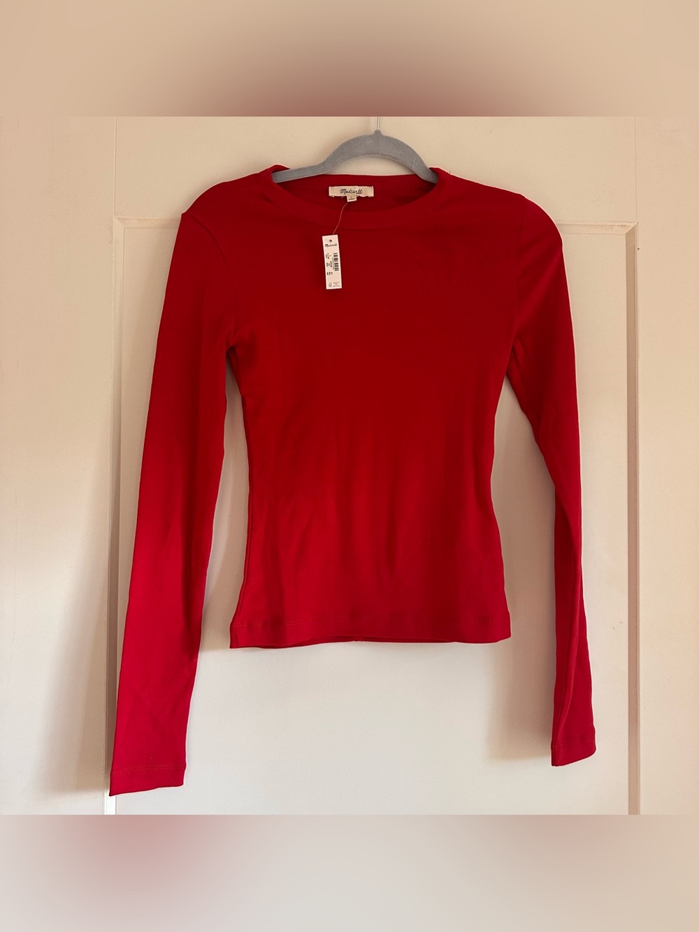 Madewell NWT Red Long Sleeve Crewneck Top Size Small